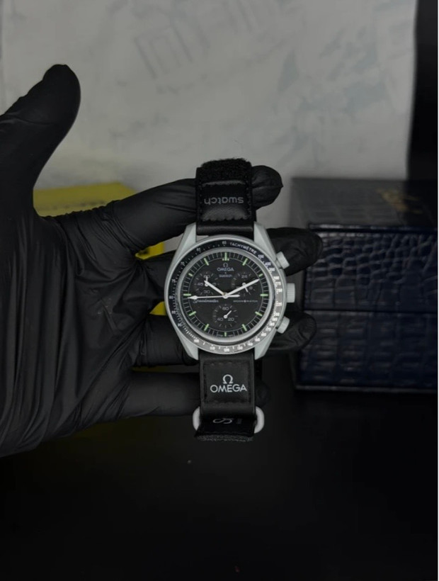 ساعت مردانه امگا سواچ بند برزنتی سه موتور فعال